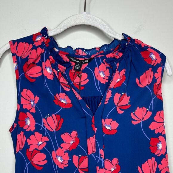 NWT 41 Hawthorn Orlee Mixed Media Split Neck Sleeveless Floral Top XSP - Picture 2 of 9
